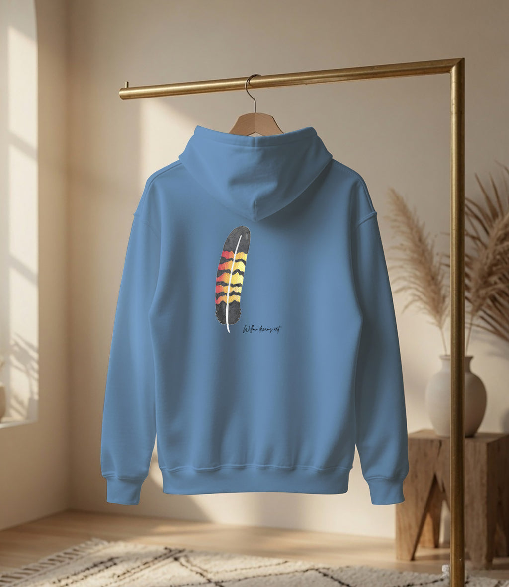 Adult Front & Back Everyday Hoodie | Black Cockatoo Feather design