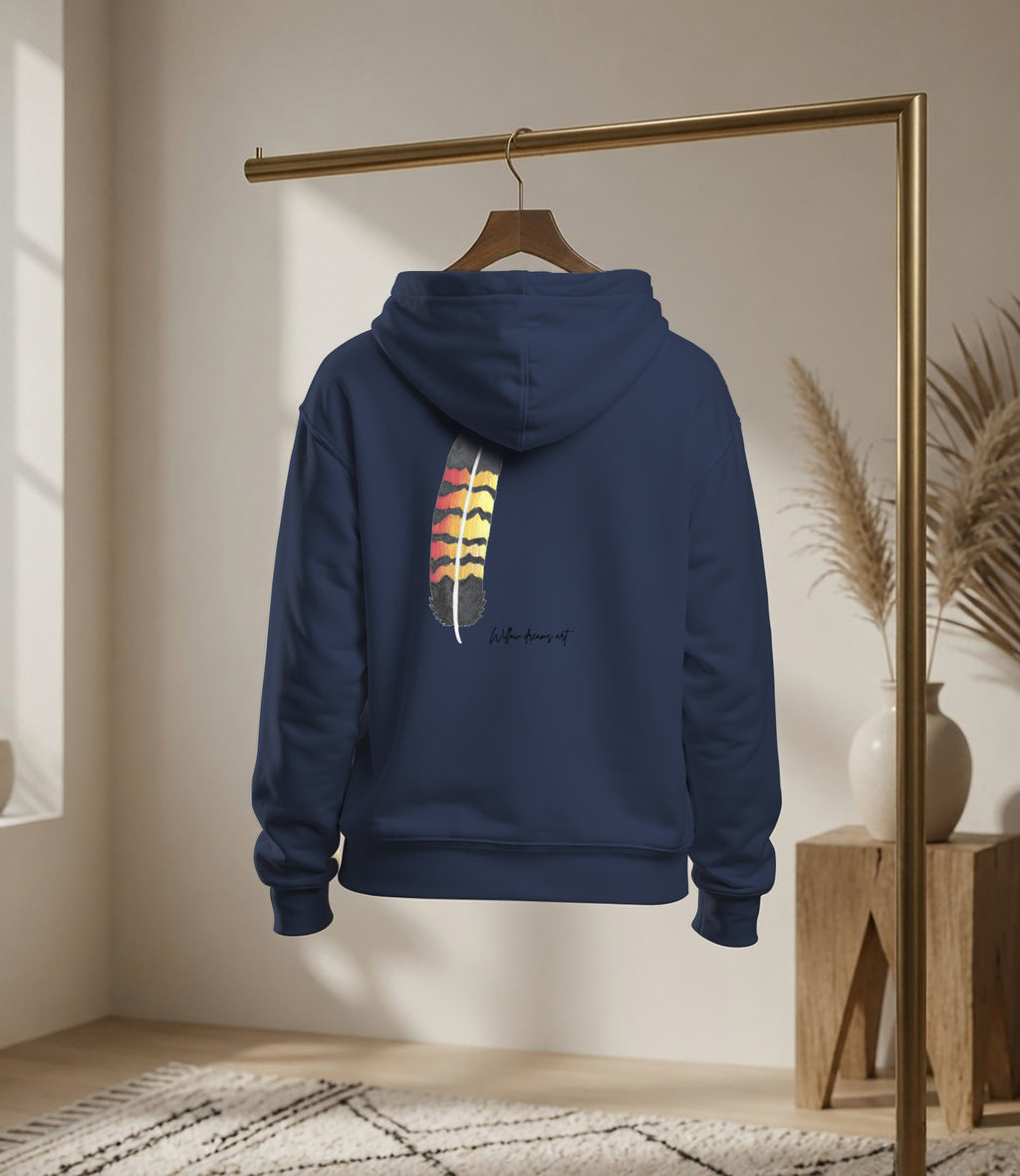 Youth Front & Back Everyday Hoodie | Black Cockatoo Feather design