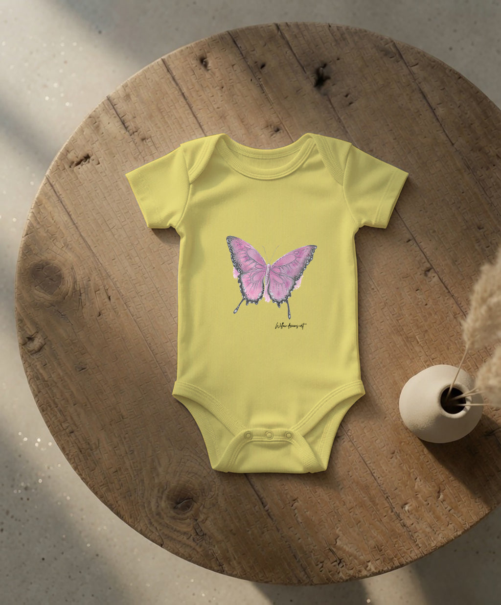 Baby Essential Bodysuit | Pink Butterfly Design