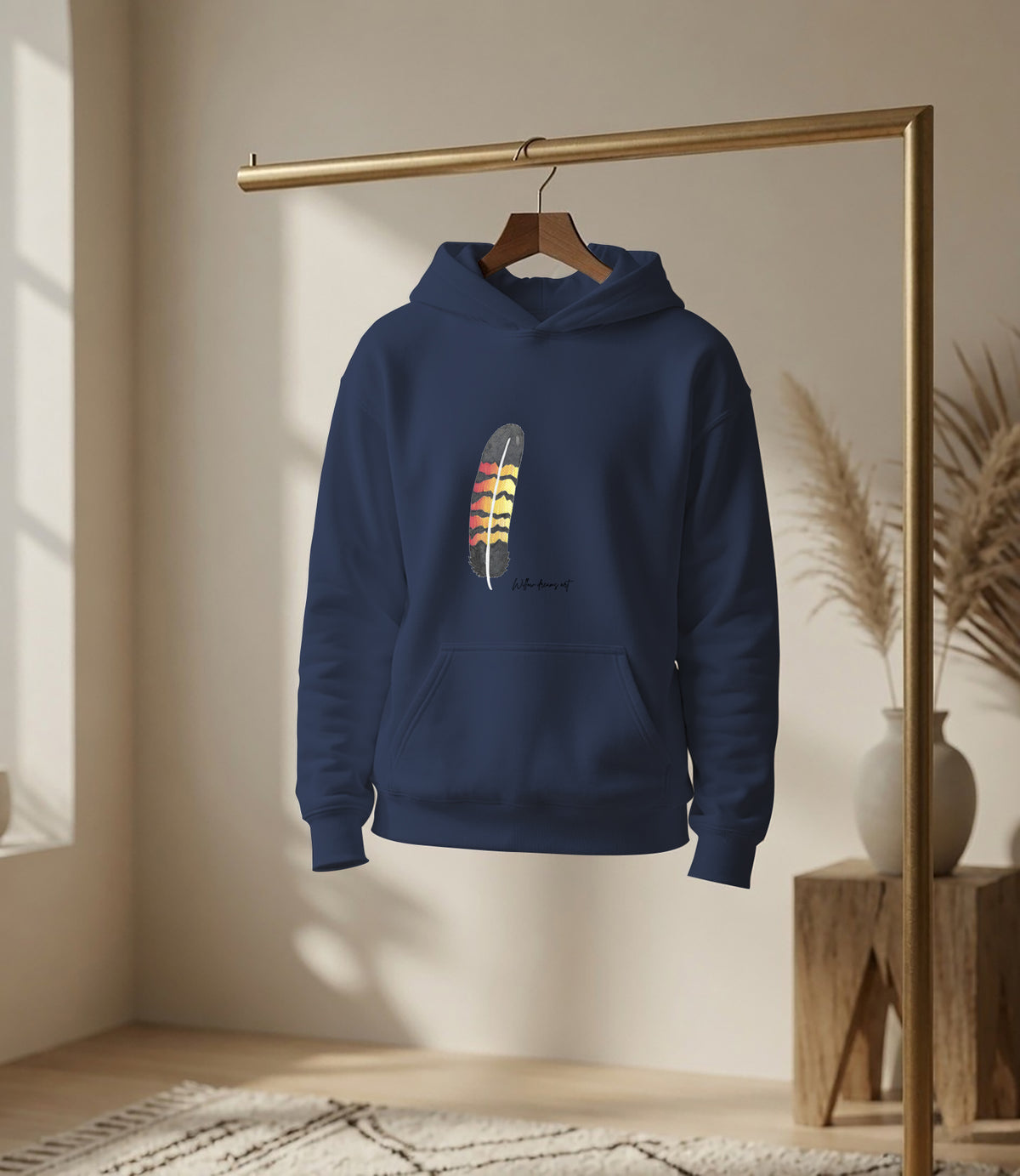 Youth Front & Back Everyday Hoodie | Black Cockatoo Feather design