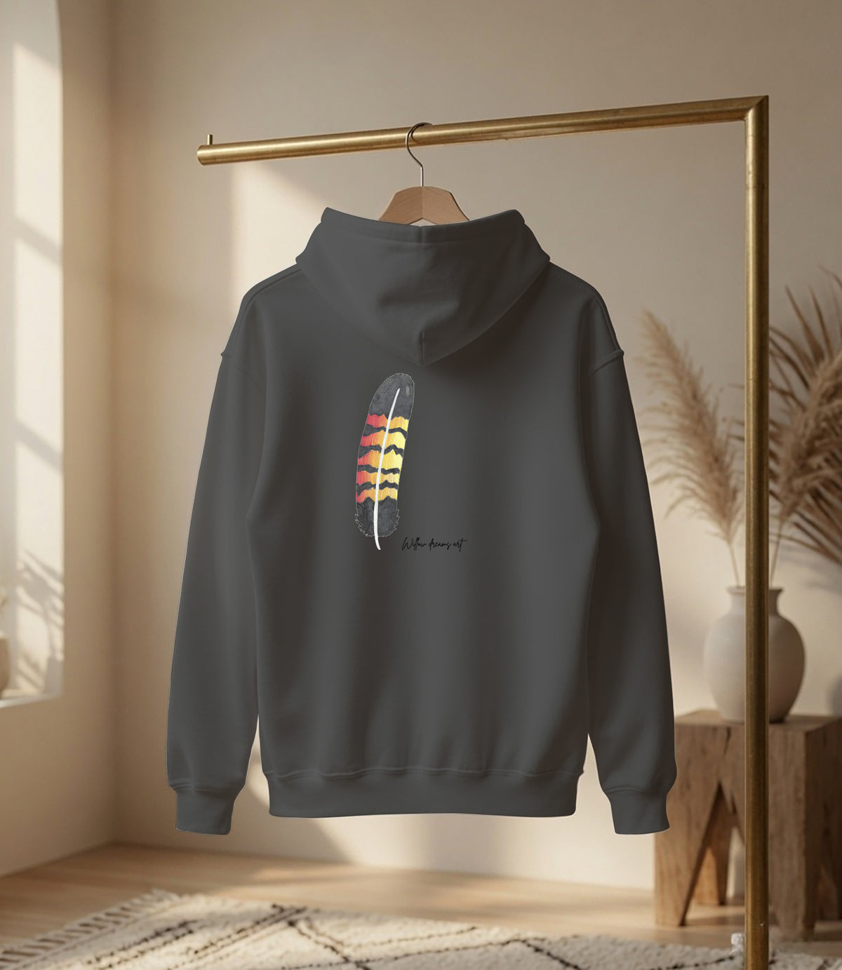 Adult Front & Back Everyday Hoodie | Black Cockatoo Feather design