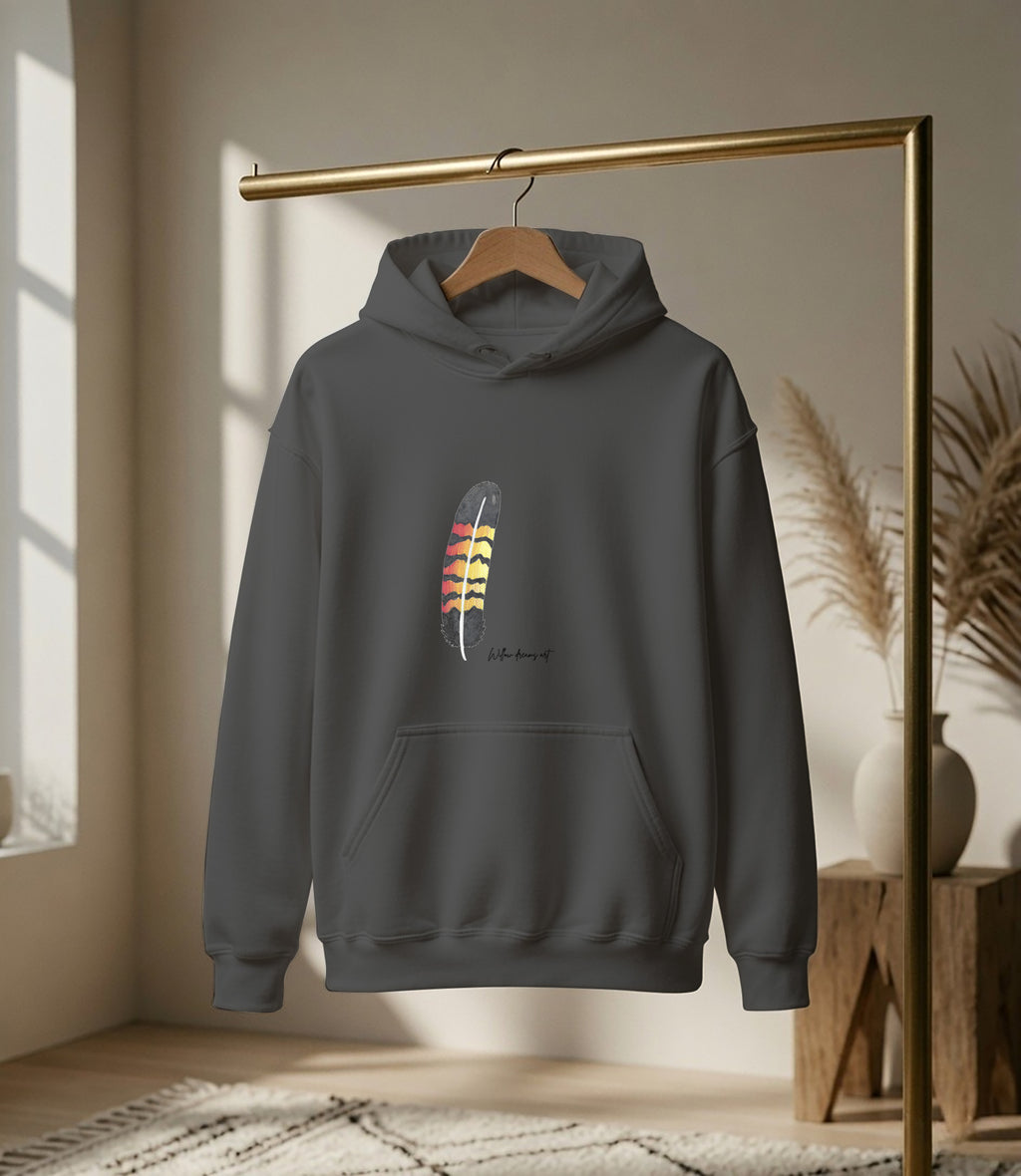 Adult Front & Back Everyday Hoodie | Black Cockatoo Feather design