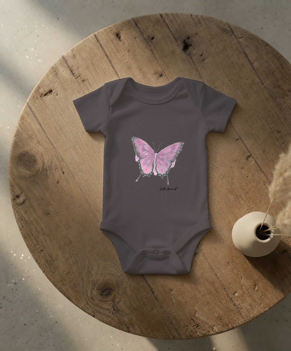 Baby Essential Bodysuit | Pink Butterfly Design