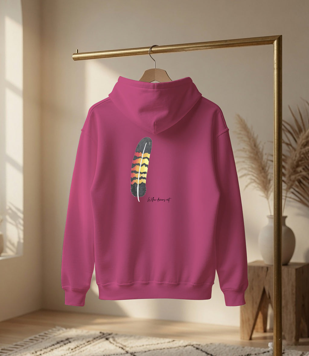 Adult Front & Back Everyday Hoodie | Black Cockatoo Feather design