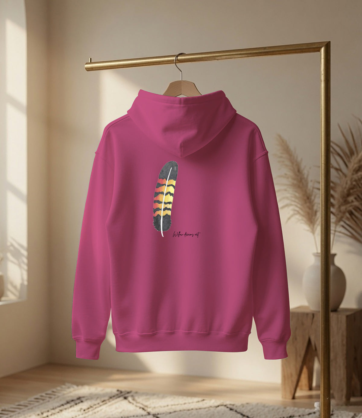 Adult Front & Back Everyday Hoodie | Black Cockatoo Feather design