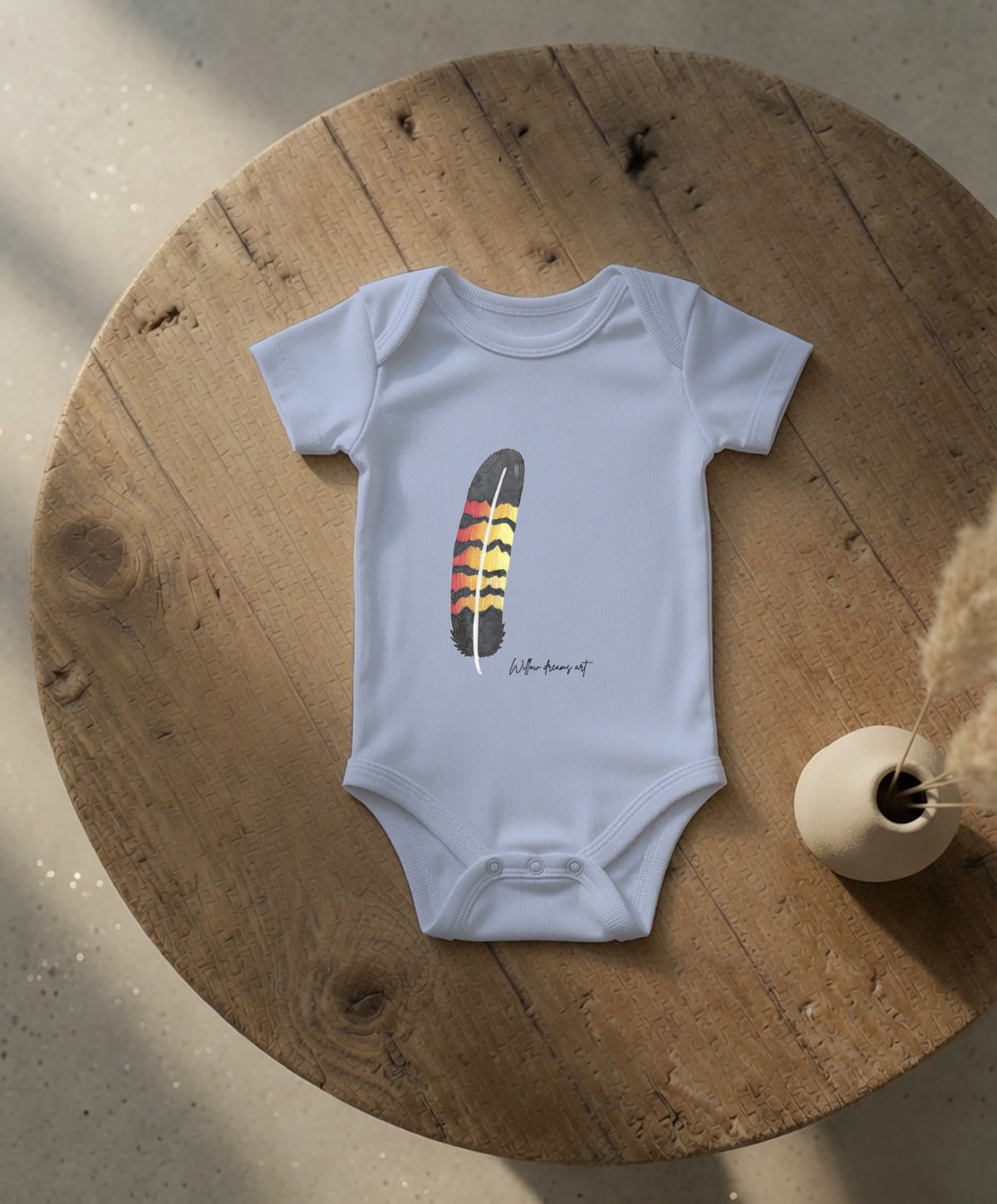 Baby Essential Bodysuit | Black Cockatoo Feather Design