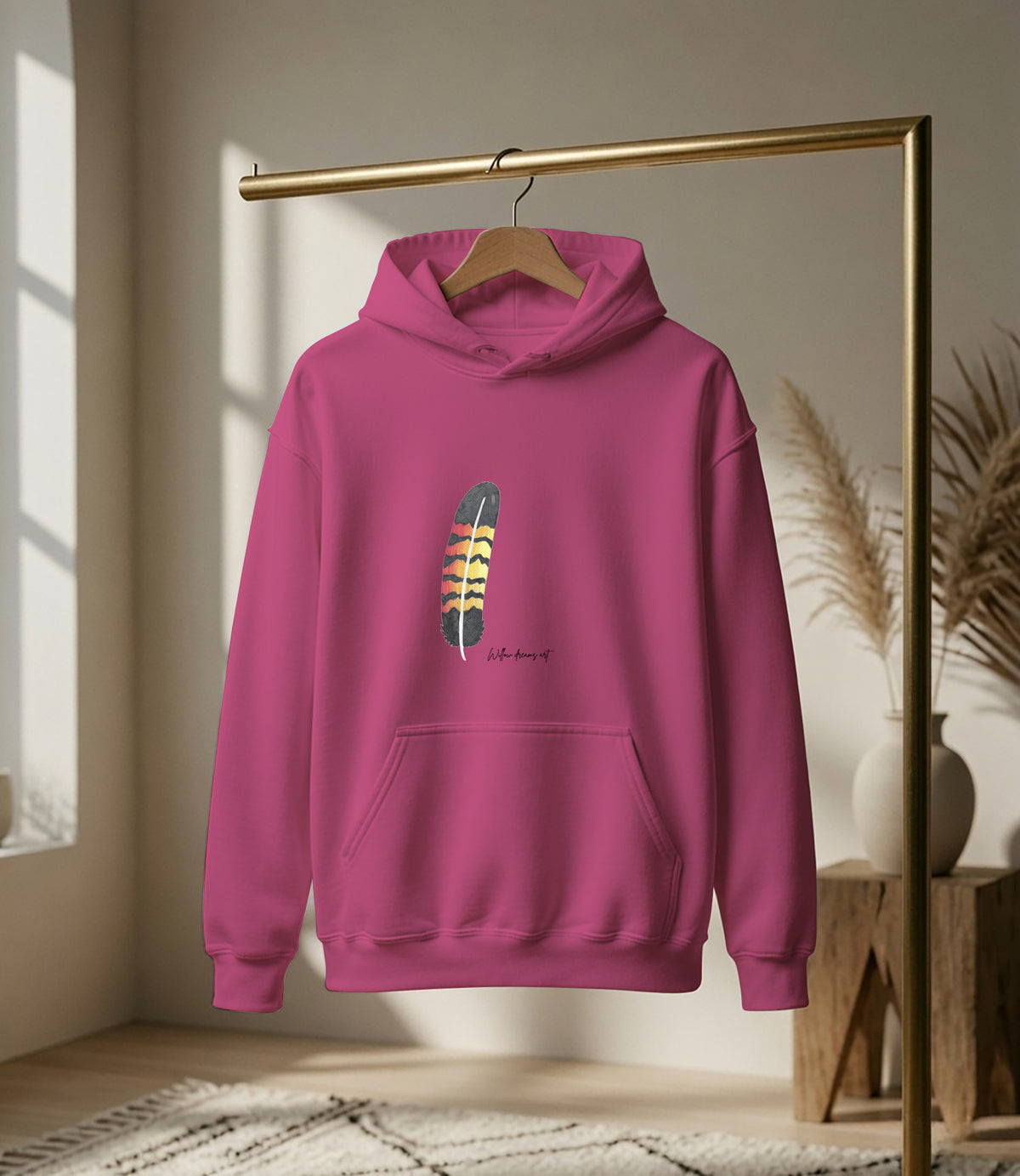 Adult Front & Back Everyday Hoodie | Black Cockatoo Feather design