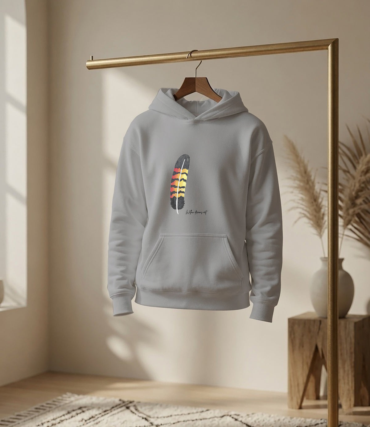Youth Front & Back Everyday Hoodie | Black Cockatoo Feather design