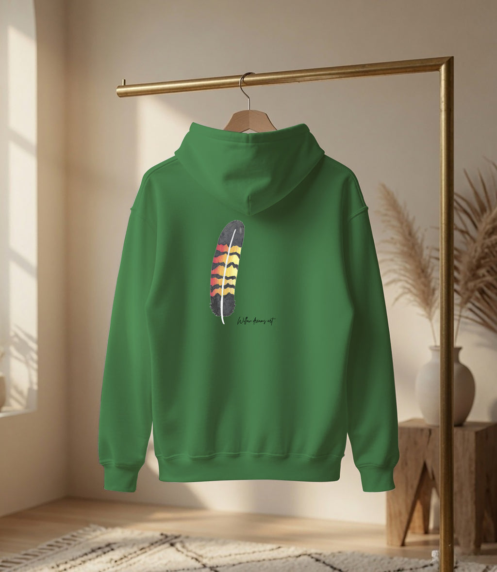 Adult Front & Back Everyday Hoodie | Black Cockatoo Feather design