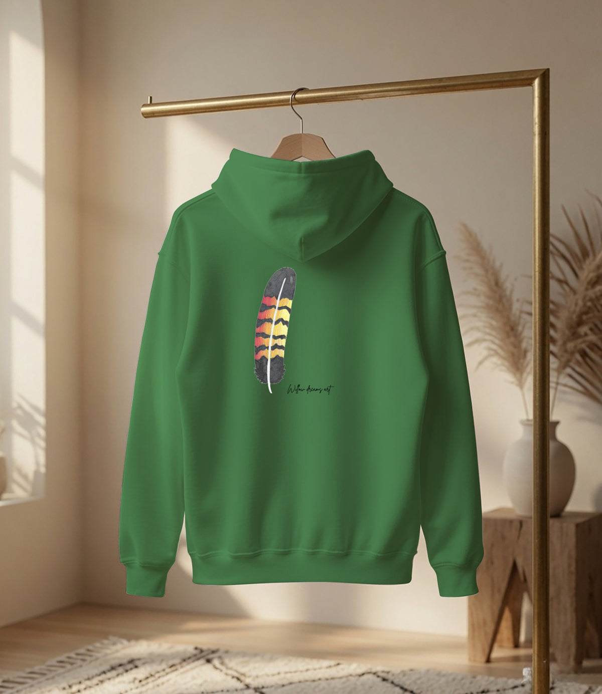 Adult Front & Back Everyday Hoodie | Black Cockatoo Feather design