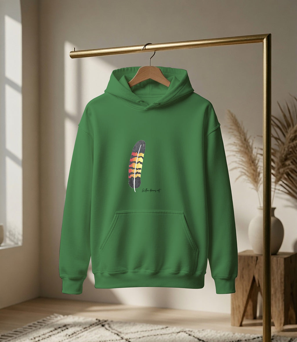 Adult Front & Back Everyday Hoodie | Black Cockatoo Feather design