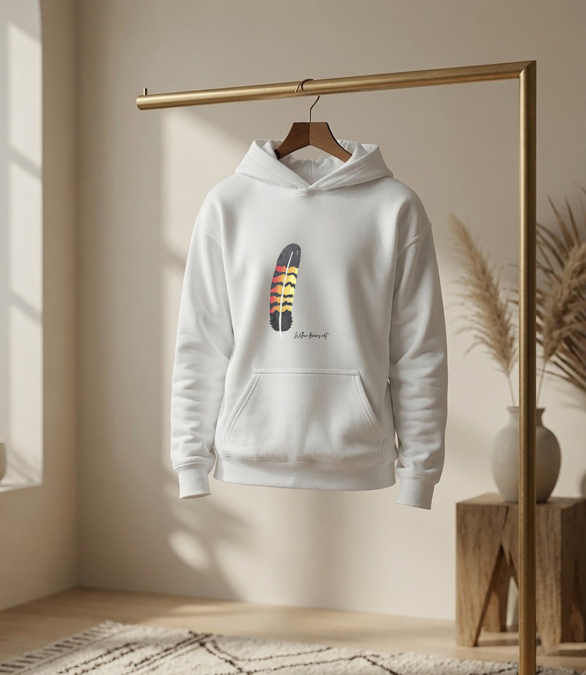 Youth Front & Back Everyday Hoodie | Black Cockatoo Feather design