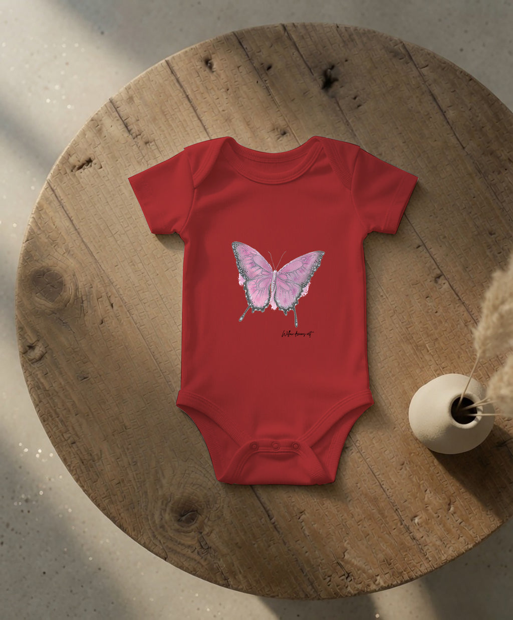 Baby Essential Bodysuit | Pink Butterfly Design