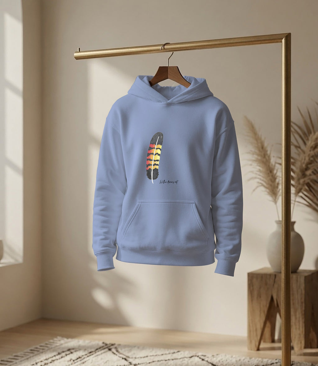 Youth Front & Back Everyday Hoodie | Black Cockatoo Feather design