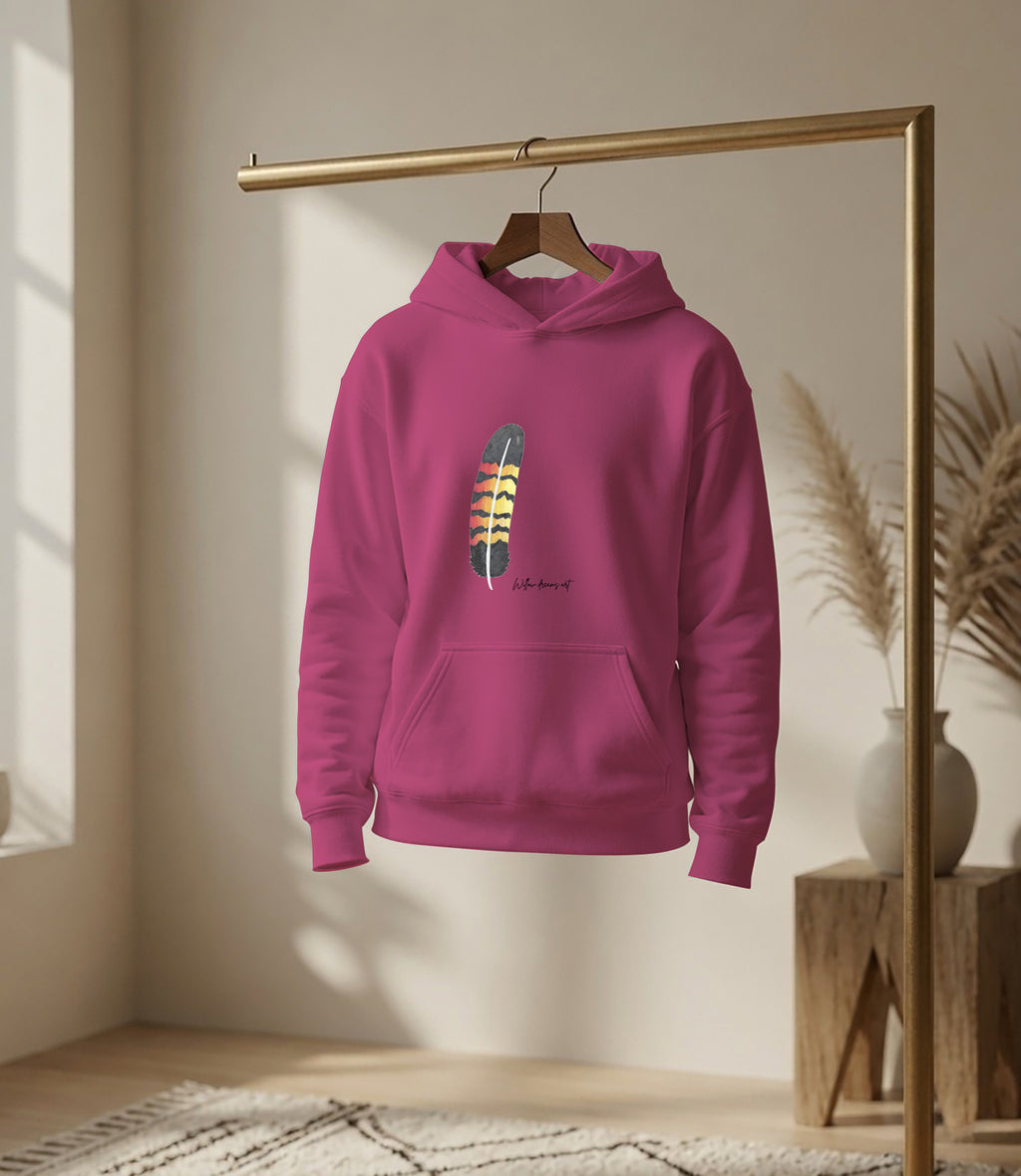 Youth Front & Back Everyday Hoodie | Black Cockatoo Feather design