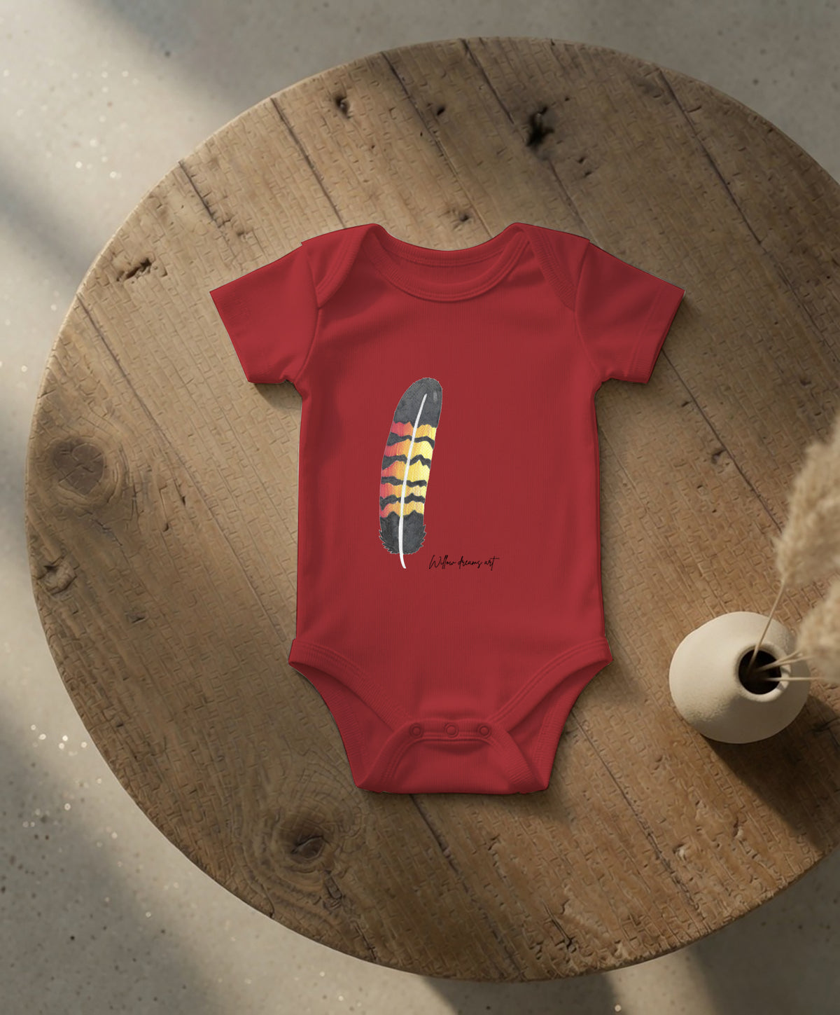 Baby Essential Bodysuit | Black Cockatoo Feather Design