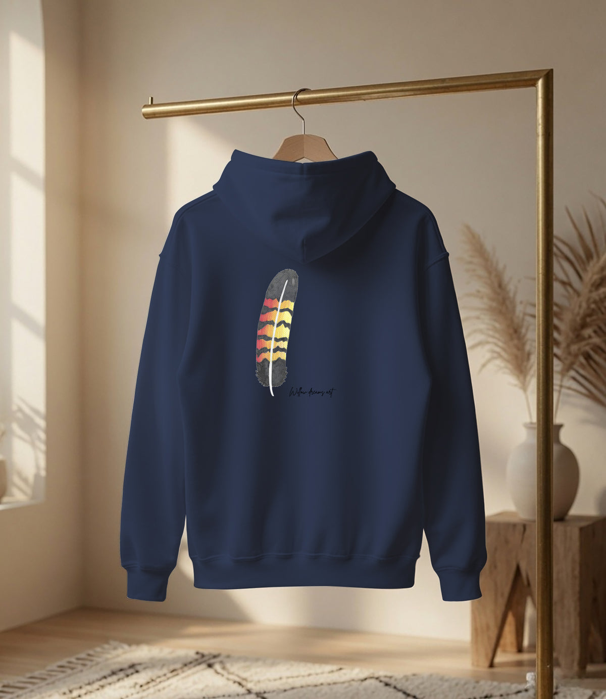 Adult Front & Back Everyday Hoodie | Black Cockatoo Feather design