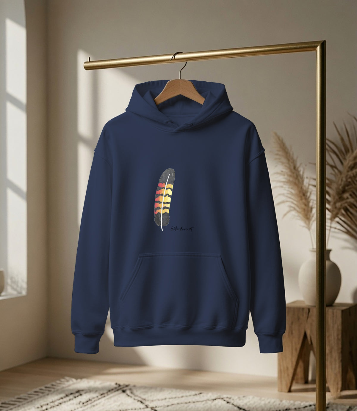Adult Front & Back Everyday Hoodie | Black Cockatoo Feather design