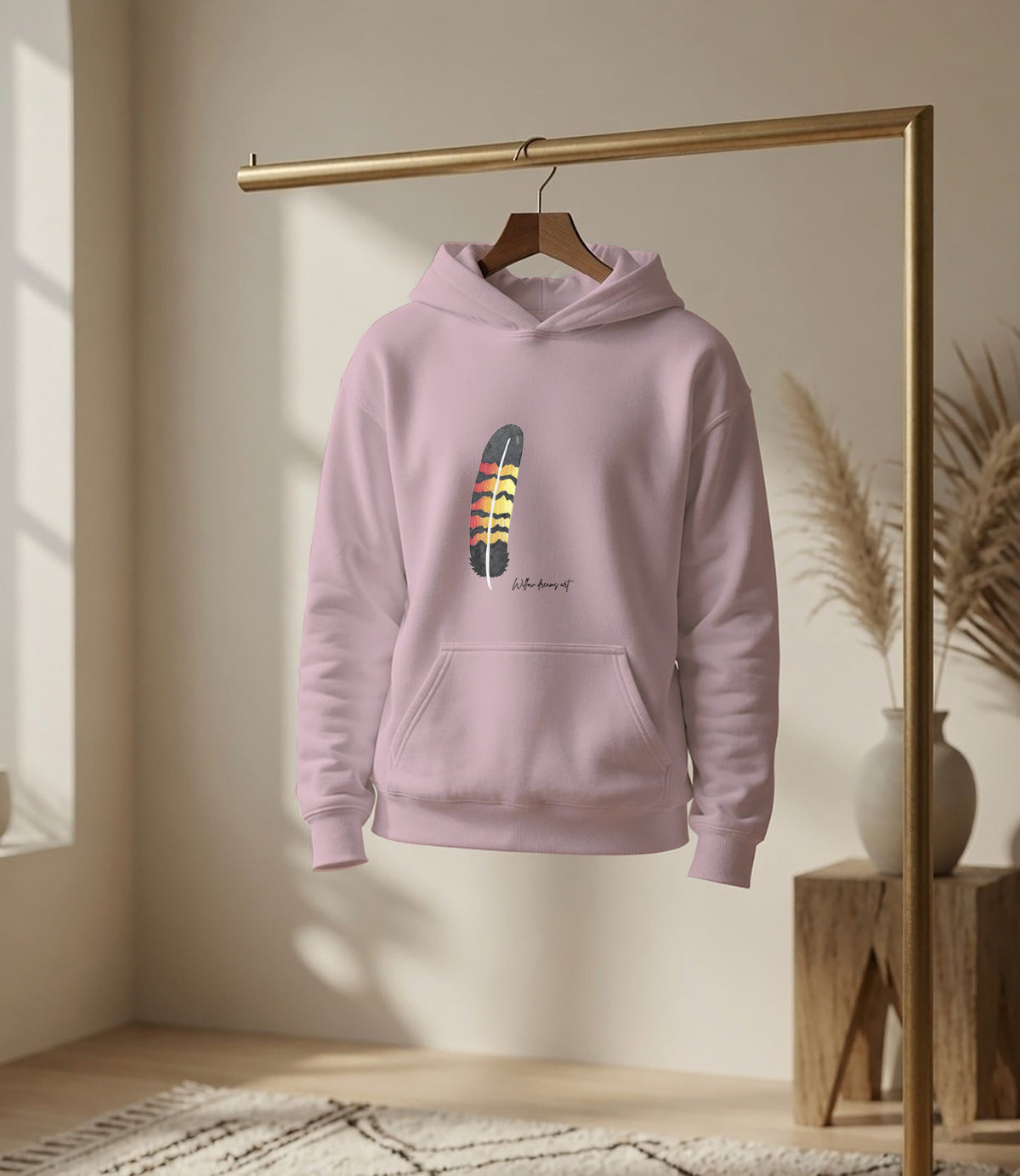 Youth Front & Back Everyday Hoodie | Black Cockatoo Feather design