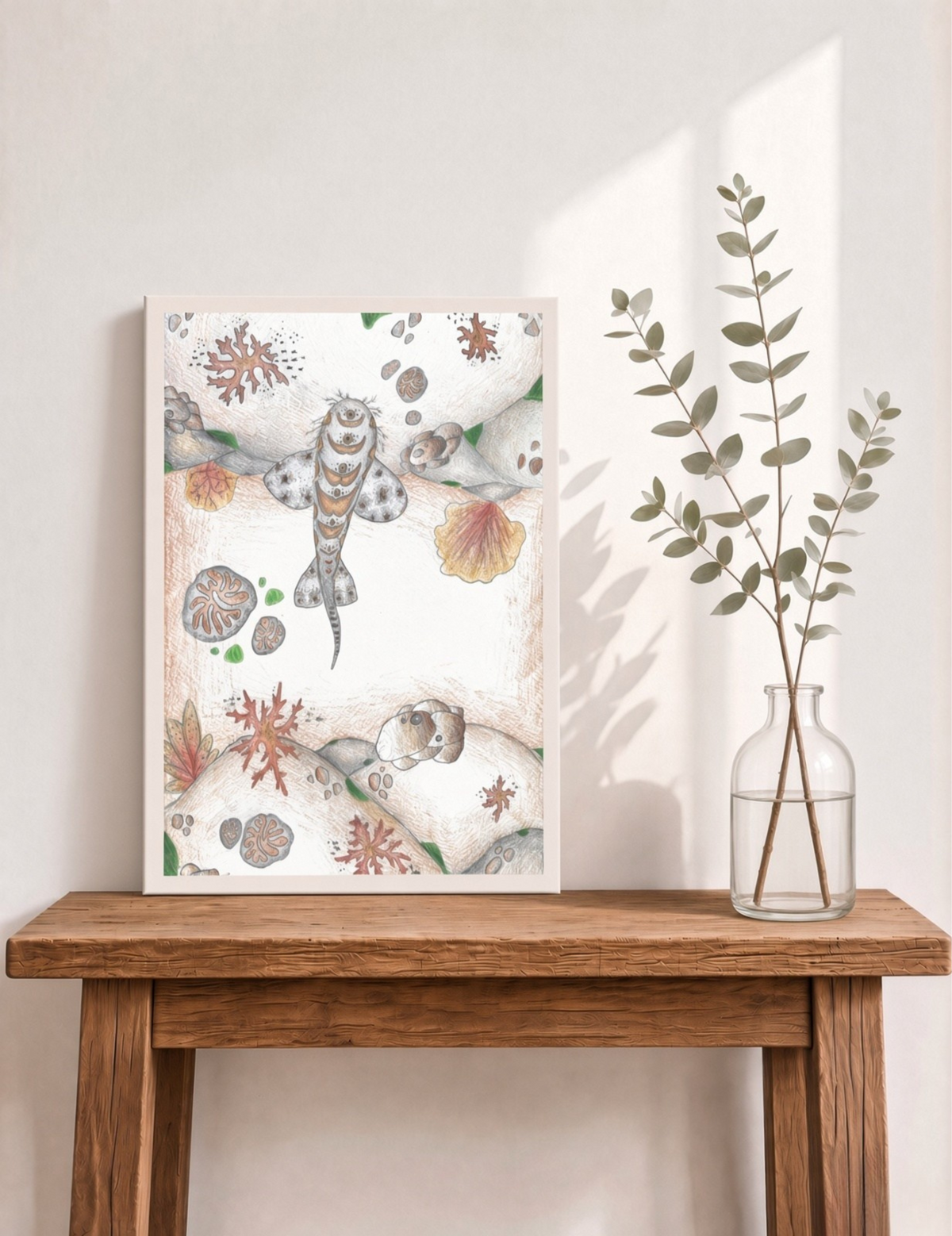Through the Shallows — Framed Canvas Print 12 × 16 in